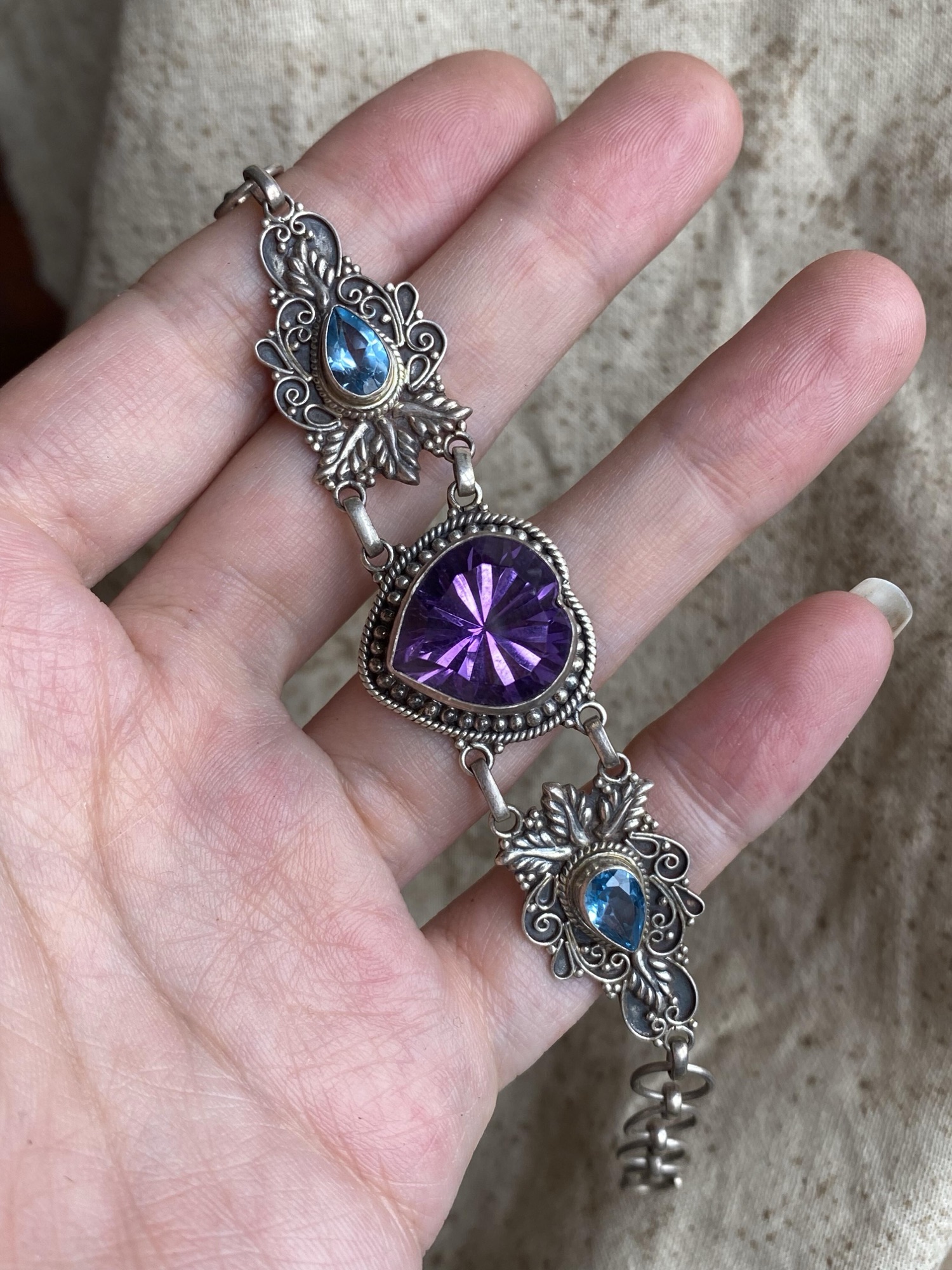 Purple Turquoise Silver Bracelet
